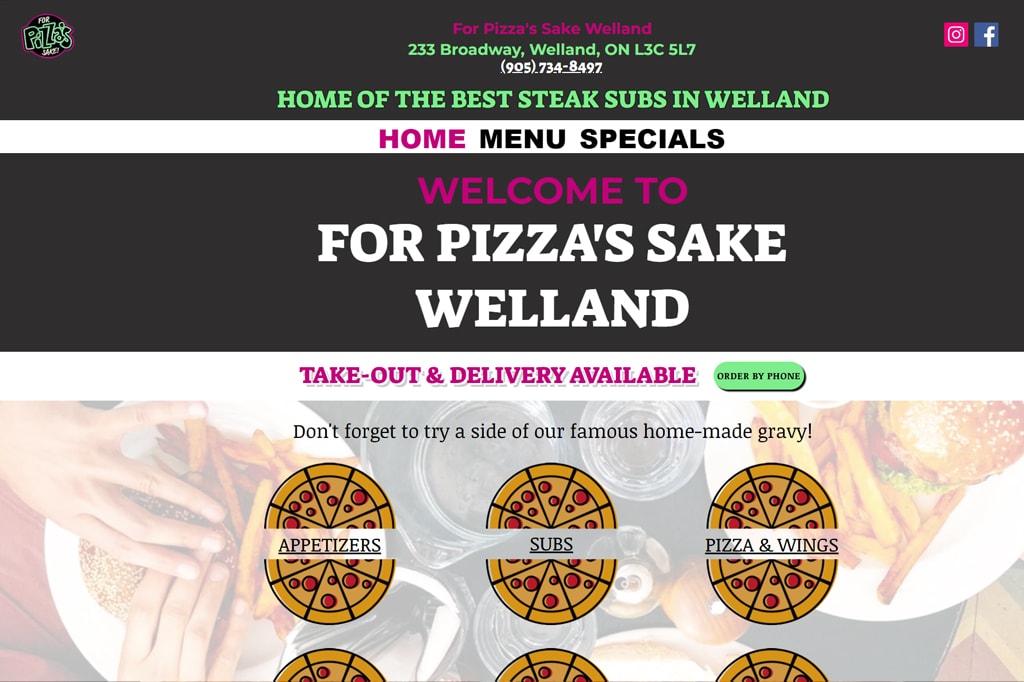 Previous For Pizza’s Sake website homepage