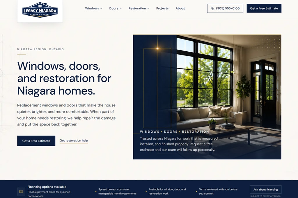 Legacy Niagara website homepage